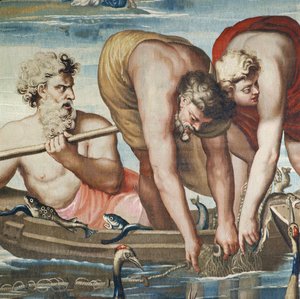 Tapisserie représentant les Actes des Apôtres, la pêche miraculeuse (détail) - Raffaello Sanzio Raphael